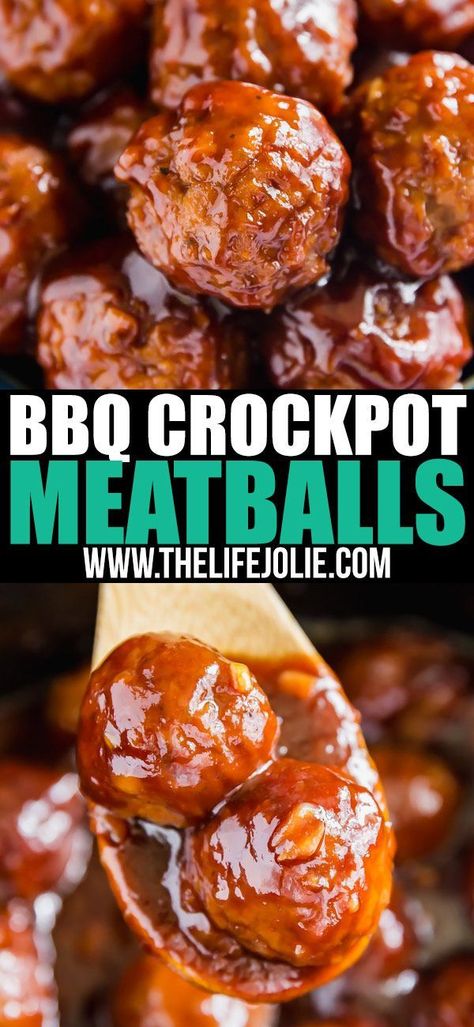 BBQ Crockpot Meatballs: 5 ingredients, minimal effort and maximum flavor! We use premade meatballs, ketchup, brown sugar, liquid smoke and onions. This is a killer party or game day appetizer that your friends will love! A great food for New Years Eve! #NewYearsEve #CrockpotRecipes #bbq Crock Pot Bbq Meatballs, Bbq Crockpot Meatballs, Birthday Appetizers, Bbq Crockpot, Bbq Meatballs Crockpot, Football Apps, Birthday Pie, Crock Pot Bbq, Crockpot Christmas