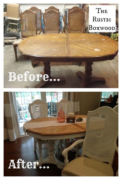 Vintage Dining Table and Chairs Transformation | The Rustic Boxwood | diy, makeover, before and after, transformation, reno, renovation, cane chairs, budget-friendly, dining table and chairs set, dining set, white, tutorial, how to Old Dining Room, Dining Chair Makeover, Cane Chairs, Shaved Hairstyles, Dining Table Makeover, Diy Kitchen Table, Kitchen Table Makeover, Half Shaved, Cottage Shabby Chic