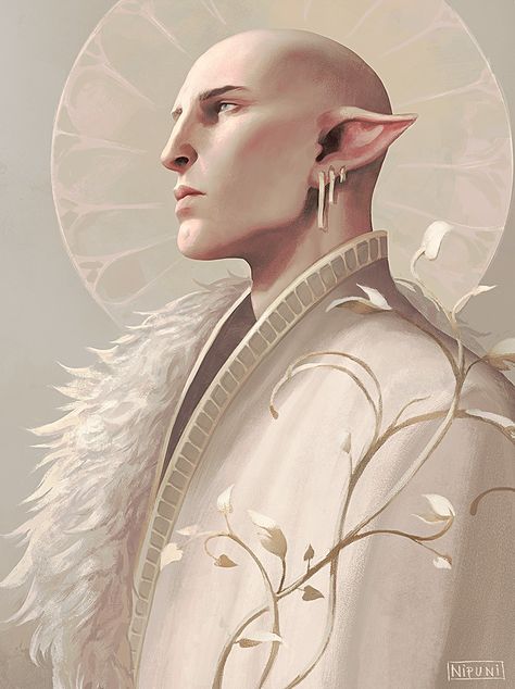 Nipuni Art Dragon Age, Nipuni Dragon Age, Solas Dragon Age Art, Dragon Age Inquisition Elf, Dragon Age Elves, Dragon Age Elf, Dragon Age Art, Elf Painting, Dragon Age Inquisition Solas