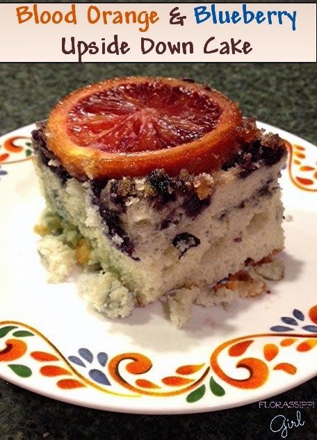 Florassippi Girl: Blood Orange & Blueberry Upside Down Cake Blueberry Upside Down Cake, Simple White Cake, Flat Pan, Types Of Bread, Blue Swirl, White Cake Mixes, Upside Down Cake, Orange Slices, Swirl Pattern