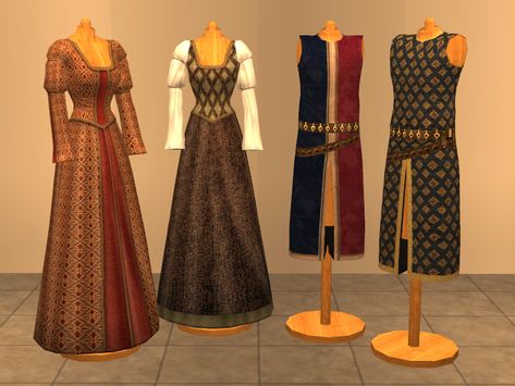 Mod The Sims - Medieval Mannequins Sims 4 Medieval, Sims 4 Hair Male, Sims Medieval, Medieval Party, The Sims 2, Sims 4 Cc Packs, Thumbnail Image, Medieval Clothing, Medieval Dress