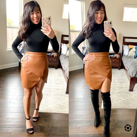 Mock Turtle Neck, Perfect Date Night, Asymmetric Skirt, Skirts With Boots, Mock Turtle, Perfect Date, Night Out Outfit, Asymmetrical Skirt, Mock Turtleneck