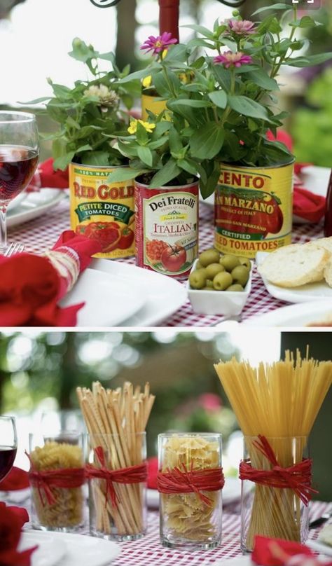 Italian Summer Dinner Party, Italian Summer Dinner, Italian Party Decorations, Italian Dinner Party Decorations, Italian Bridal Showers, Italy Party, Italian Themed Parties, Holy Cannoli, Summer Dinner Party