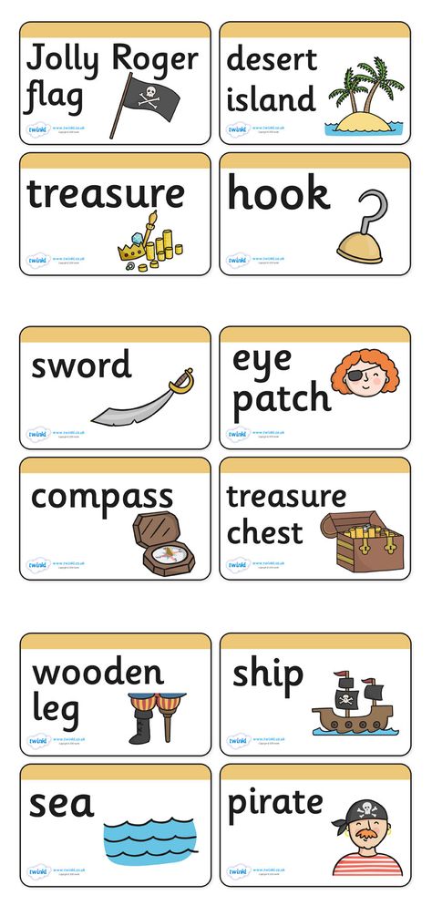 Twinkl Resources >> Pirate Word Cards  >> Classroom printables for Pre-School, Kindergarten, Elementary School and beyond! pirate, pirates, pirate ship, topic, word card, treasure, ship, jolly roger, ship, island, ocean, visual, letter cards, matching cards, display, poster, treasure island, Pirate Vocabulary, Pirate Words, Pirate Preschool, Pirate Week, Pirate Unit, Pirates Theme, Pirate Classroom, Sea Pirates, Pirate Activities