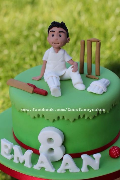 Little cricketer Cricket Pitch Cake, Cricket Theme Cake For Men, Cricket Theme Cake Birthdays, Cricket Cakes For Boys, Cricket Cake Design, Cake Design For Boys, Cricket Party, Cricket Birthday Cake, Cricket Theme Cake