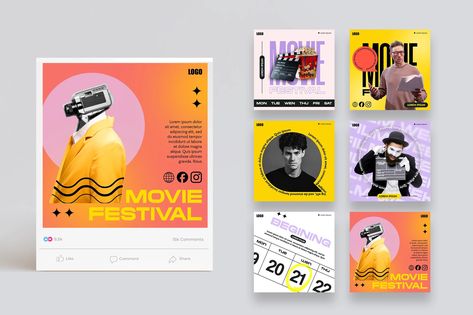 Movie Festival Social Media Post Templates, Social Media ft. movieflyer & popcorn - Envato Movie Festival, Festival Post, Movie Theatre, Movie Theater, Post Templates, Media Design, Media Post, Social Media Design, Social Media Post