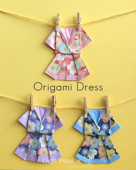 Dollar Oragami, Origami Dress Tutorial, Picnic Board, Origami Clothing, Hankie Dresses, Origami Clothes, Origami Dresses, Dress Origami, Beautiful Origami