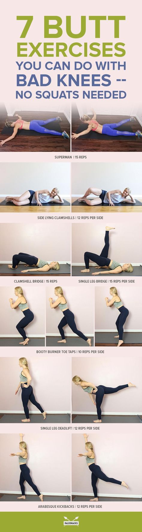 7 Butt Exercises You Can Do with Bad Knees - No Squats Needed Bad Knee Workout, Single Leg Bridge, Functional Movement, Gluteal Muscles, Single Leg Deadlift, Bad Knees, Knee Exercises, Low Impact Workout, Workout Guide