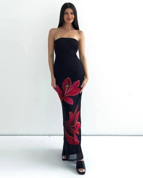 Personalized Printed Collar Tube Top Backless Tied Dress Tied Dress, Floral Print Long Dress, Evening Party Dresses, Open Back Maxi Dress, Floral Print Dress Long, Elegant Maxi Dress, Floral Bodycon, Bodycon Floral Dress, Party Package