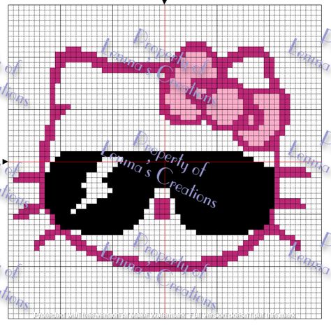 Hello Kitty Knitting Pattern, Pixelart Hello Kitty, Hello Kitty Graph, Hello Kitty Cross Stitch, Crochet Graph Patterns, Picture Graphs, Hello Kitty Crochet, Crochet Graphs, Crochet Graph