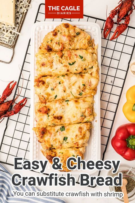 Crawfish bread Crawfish Bread Recipe, Crawfish Sauce, Shrimp Bread, Crawfish Bread, Crawfish Recipes, Cajun Crawfish, Southern Dinner, New Orleans Recipes, Seafood Boil Recipes