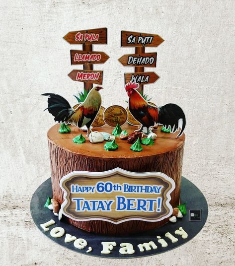 Sabong Cake Designs, Sabong Cake Printable Topper, Cockfighting Cake Design, Sabong Cake Topper, Sabong Cake Design, Sabong Cake, Rooster Cake, Farm Animal Cakes, Chicken Cake