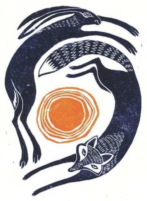 Leaping Hare, Hare Art, Art Fox, Linocut Printmaking, Lino Art, Linocut Art, Art Et Illustration, Fox Art, Sgraffito