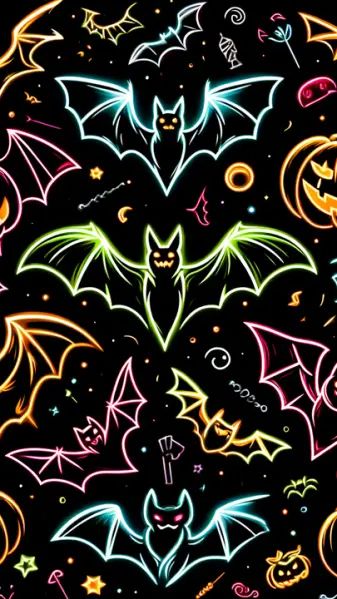 Halloween Screen Savers, Bat Pattern, Halloween Bats, Halloween Wallpaper, Screen Savers, Pattern Wallpaper, Bat, Neon, Wallpapers