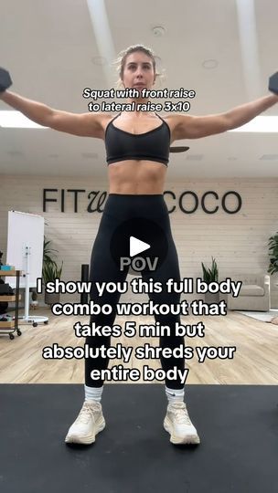 44K views · 293 reactions | Try this at home full body dumbbell only combo move workout!! #combomovements #athomeworkout #dumbbellworkout #dumbbellonlyworkouts #5minworkout #athomeworkoutvideos | Courteney Fisher Workouts | Courteney Fisher Workouts · Original audio Combo Moves With Weights, Combo Workout Moves, 5 Min Workout, Full Body Dumbbell, Weight Exercises, Quick Workouts, Short Workouts, Lateral Raises, Workout Tips