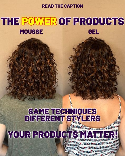 ✨ PRODUCTS MAKE A DIFFERENCE ✨⁣ ⁣ This post isn’t about which is better, this is to show you that the type of products you use will change your results. ⁣ ⁣ MOUSSE⁣ - lightweight results⁣ - smaller curl clumps⁣ - beachy voluminous look⁣ - gritty feel⁣ - less hold⁣ ⁣ GEL⁣ - light and soft results⁣ - bouncy⁣ - juicy clumps⁣ - defined look⁣ - long lasting curls⁣ ⁣ I used @wellahairuki Shockwaves Volume Mousse and @discovertreluxe Hi! Definition Gel (gifted).⁣ ⁣ ⚠️ Of course the results will chan... How To Define Curls, Curl Clumps, Volume Mousse, Style Long Hair, Define Curls, Small Curls, Lasting Curls, Hair Care Regimen, Long Lasting Curls