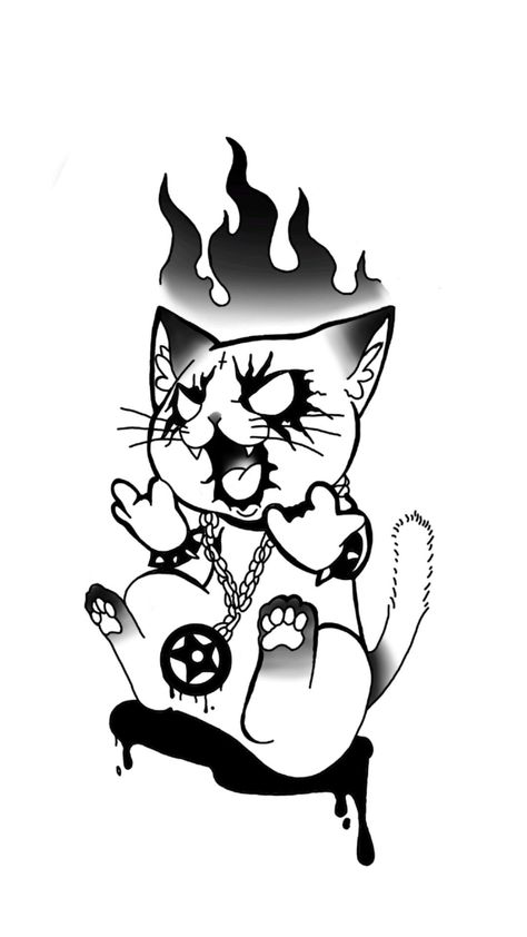 Creepy Tattoo Designs Drawings, Trippy Tattoo Ideas, Disney Stitch Tattoo, Snow Tattoo, Trippy Tattoo, Kitten Tattoo, Line Tattoo Ideas, Punk Tattoo, Rock Tattoo