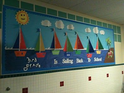 Nautical Classroom Theme, Nautical Classroom, Summer Bulletin Boards, School Hallway, Teacher Bulletin Boards, Preschool Bulletin, Preschool Bulletin Boards, Back To School Bulletin Boards, Bulletin Board Ideas