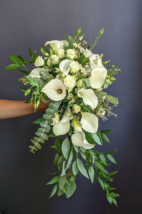 Wedding Flowers With Lillies, Cascading Cala Lily Wedding Bouquets, Bridal Bouquet Cala Lily, Dahlia And Calla Lily Bouquet, Calla Lily Bridal Bouquet Cascading, Calla Lilly And Rose Bouquet, Cali Lilly Bouquet, Calalilly Bouquet Bridal, Calls Lilly Bouquet