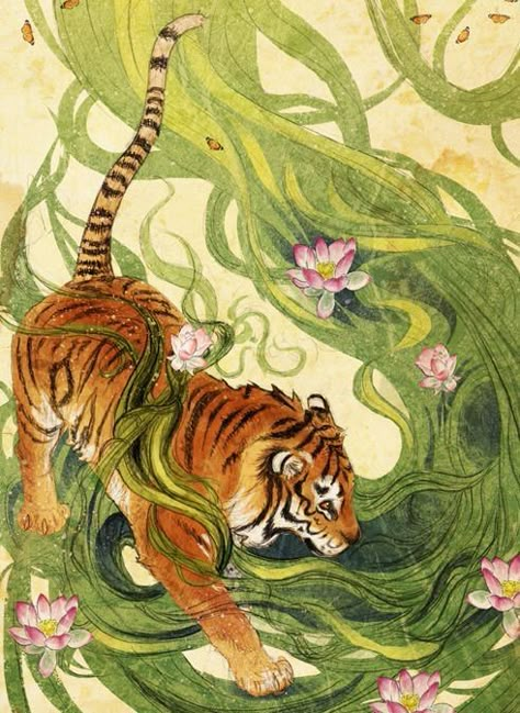 Wallpapers Widgets, Year Of The Tiger, Tiger Art, Iphone Homescreen, Ethereal Art, Painting Inspo, Playlist Covers, Water Lilies, Drawing Inspo