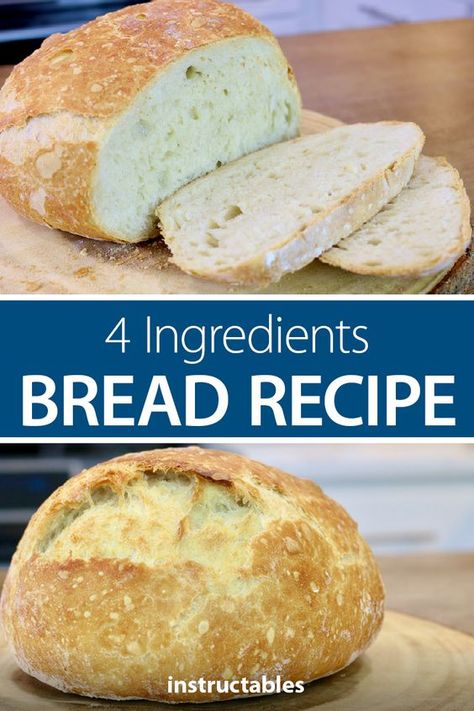 Bread 4 Ingredients, 6 Ingredient Bread, Four Ingredient Bread, Survival Bread Recipe, 3 Ingredients Bread, Three Ingredient Bread Recipes, Simple Bread Recipe 4 Ingredients, No Sugar Bread Recipe, Low Calorie Bread Machine Recipes