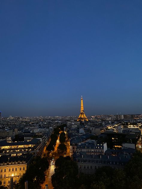 The view from Arc de Triomphe View From Arc De Triomphe, Paris At Night, Europe Trip, Night Aesthetic, The View, Europe Travel, Paris Skyline, At Night, Vision Board