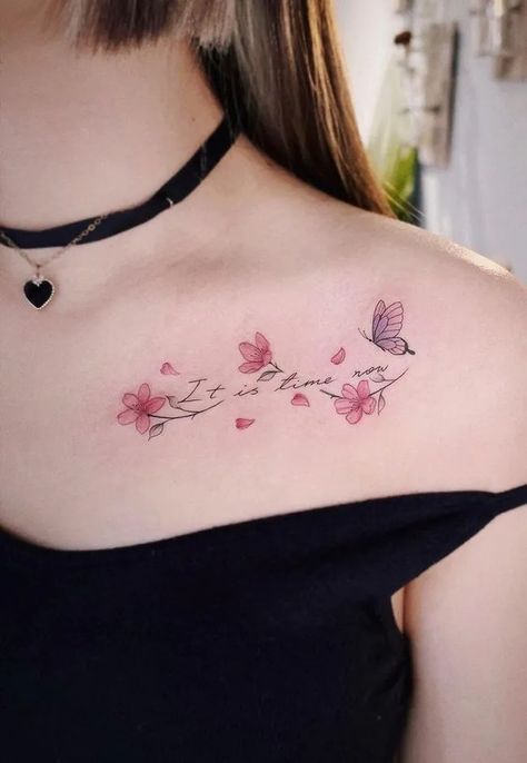 100 Elegant Cherry Blossom Tattoos (Most Unique Gallery) - The Trend Scout Apple Blossom Tattoos, Male Neck, Cherry Blossom Tattoos, Tattoos Male, Female Neck, Tattoos Female, Side Wrist Tattoos, Sakura Tattoo, The Lotus Flower