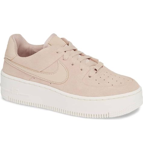 Nike Air Force 1 Sage Low Platform Sneaker | Pink Suede Nike Air Force Ones | POPSUGAR Fashion Photo 3 Nike Air Force 1 Sage Low, Air Force 1 Sage Low, Nike Shoes Air Force, Nike Air Shoes, Nike Air Force Ones, Hype Shoes, Shoe Inspo, Nordstrom Anniversary Sale, Platform Sneaker