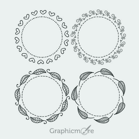 Doodling Flowers, Border Circle, Frames Design, Round Border, Decorative Frames, Shape Vector, Free Vector Files, Dice Box, Cute Frames