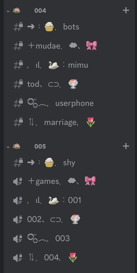 Discord Server Ideas, Discord Server Roles Ideas, Server Design, Discord Dividers, Discord Aesthetic, Server Ideas, Discord Layout, Discord Ideas, Cute Text Symbols