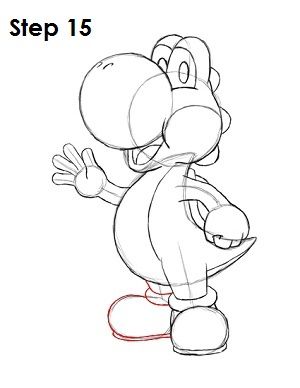 Draw Yoshi Step 15 How To Draw Yoshi, Draw Super Mario, Yoshi Drawing, Yoshi Nintendo, Drawings Of People, How To Draw People, Draw People, Drawing Cartoon Characters, Art Disney