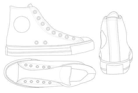 Converse Template, Zapatillas All Star, Converse Design, Shoe Template, Vans Original, Star Template, All Star Shoes, Shoes Drawing, Pete The Cat