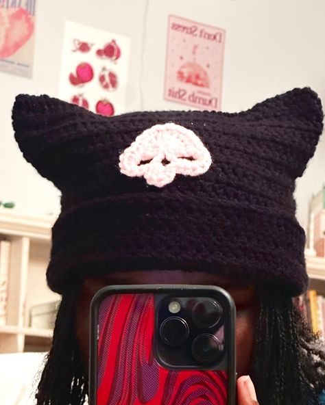 *ੈ✩‧₊˚༺ Kuromi Crochet Cat Beanie ༻*ੈ✩‧₊˚ - - Check out my etsy for this handmade crochet cat ear beanie! Etsy linked in bio 🖤💞 ($25) - - #crochet #sanrio #hellokitty #handmade #hellokittykeychain #keychain #crochetsanrio #crochetkuromi #kuromi #catearbeanie #crochetbeanie Kuromi Beanie, Crochet Cat Ear Beanie, Crochet Cat Beanie, Cat Ear Beanie, Ear Beanie, Cat Eared Beanie, Hello Kitty Keychain, Crocheted Cat, Cat Beanie