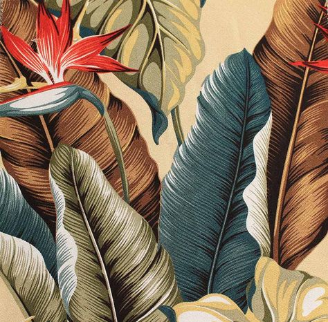 11 tropical leaf print Barkcloth fabrics in 31 colorways - great prices! Bark Cloth Fabric, Martinique Wallpaper, Paradise Wallpaper, Vintage Barkcloth, Bark Cloth, Frida Art, Desain Editorial, Hawaiian Tattoo, Retro Renovation