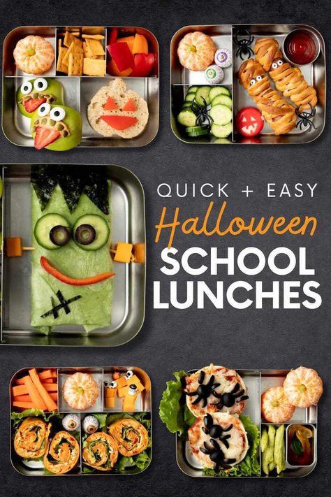 Get ready to sprinkle a little spookiness into your kid’s school day with our ghoulishly good Halloween lunch ideas! We’ve conjured up some fang-tastic, yet super simple, recipes that’ll have your little monsters eagerly digging into their fun Halloween lunches. Spooky Lunchbox Ideas, Kids Halloween School Lunch, Packed School Lunch Ideas For Kids, Fall Theme Lunch Ideas, Second Grade Lunch Ideas, Halloween Packed Lunch Ideas, Bentgo Kids Lunch Ideas Halloween, Easy Halloween Lunch For Kids, Halloween Themed School Lunches