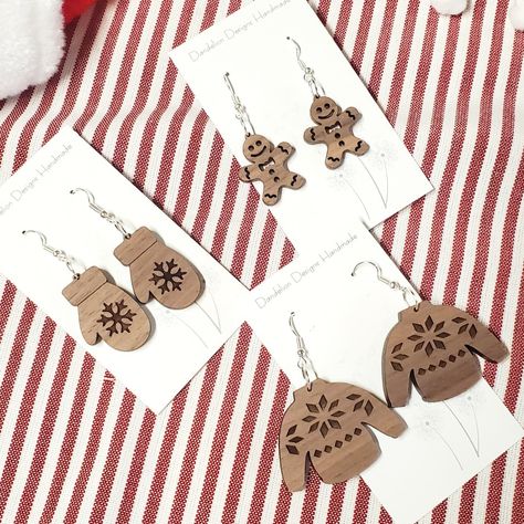 Wood Christmas Earrings, Wood Laser Engraving Machine, Wood Laser Ideas, Key Earrings, Laser Cut Wood Earrings, Wood Earrings Stud, Laser Cut Jewelry, Laser Cut Earrings, Wood Studs