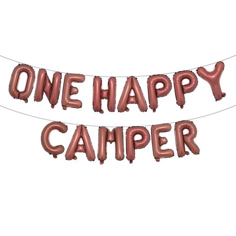 PRICES MAY VARY. Size:16 Inch each letter Material:Aluminium Foil Package:Opp Bag Function:Party Decoration Content:ONE HAPPY CAMPER LETTER+BLOW UP STRAW+10M STRING Materials: Aluminum Foil Letters: 14pcs Color: Multicolor optional Size : 16inch/pcs Package : ①ONE HAPPY CAMPER letters x 14pcs(16Inch) ②1pcs 10m Ribbon (3.9inch) ③Plastic straw x 1pc (5.7 inch) Tip : ① The letter "B" design is special ,before inflating,it looks like the letter "C",after inflating, it is letter "B". ② All Aluminum F One Happy Camper Party, Camping First Birthday, Happy Camper Party, One Happy Camper Birthday, One Happy Camper, Foil Packaging, First Birthday Decorations, Kids Gift Guide, Boy First Birthday