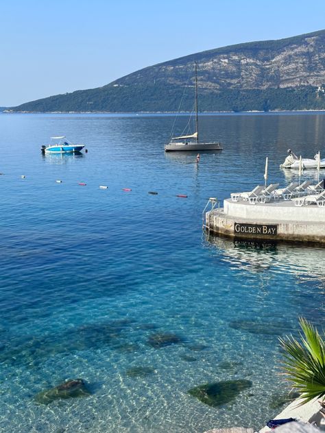 Beautiful beach in Montenegro Montenegro Herceg Novi, Rose Montenegro, Montenegro Beaches, Montenegro Summer, Travel Montenegro, Montenegro Beach, Herceg Novi, Montenegro Travel, Water Aesthetic