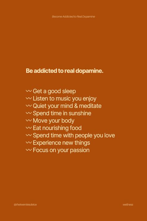 Learn how to improve personal growth by learning how to become addicted to REAL dopamine. Dopamine serves multiple functions such as regulating learning and behaviour, controls movement, enhances cognition and attention, and influences mood regulation... Dopamine Regulation, Dopamine Quote, Botox Nurse, Dopamine Aesthetic, Brain Plasticity, Dopamine Detox, Mood Regulation, Happy Hormones, Social Behavior