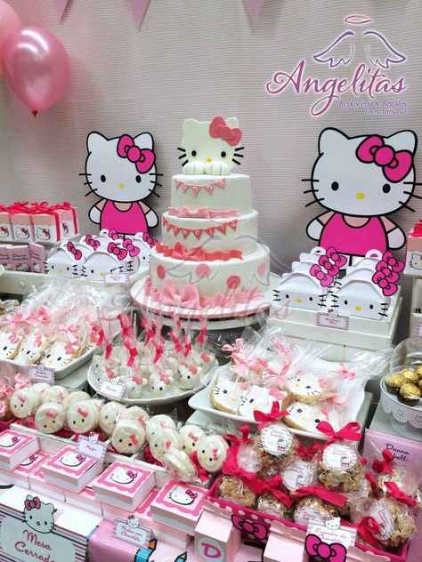 Kuromi Birthday Ideas, Hello Kitty Sweet 16, Kitty Themed Birthday Party, Hello Kitty Themed Birthday Party, Kue Hello Kitty, Hello Kitty Birthday Decorations, 21 Birthday Party, Bolo Da Hello Kitty, Bolo Hello Kitty