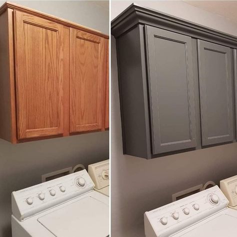 Diy Laundry Room Cabinets, Vestibular Activities, Laundry Room Cabinet, Laundry Room Paint Color, Laundry Room Paint, Grey Laundry Rooms, Laundy Room, Cabinet Refinishing, Laundry Cabinets