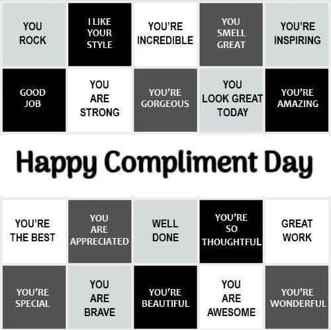 Happy National Compliment Day (January 24th) Little compliments can truly make someone's day. So if nobody hasn’t told you yet today - You're awesome!!  😍🤗😘   Brighten someone’s day by giving them a compliment on #nationalcomplimentday, a small act that shows your appreciation and admiration of that person.  #History Created in 1998 by two women from New Hampshire — Kathy Chamberlain and Debby Hoffman   #NationalComplimentDay National Compliment Day Quotes, Compliment Day Ideas, National Compliment Day Ideas, Compliment Board, National Compliment Day, 2023 Resolutions, Compliment Quotes, Compliment Words, Three Word Quotes