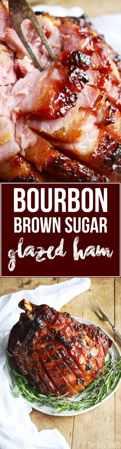 Party Food Main Dish, Brown Sugar Glazed Ham, Easy Ham Recipes, Sugar Ham, Ham Glaze Brown Sugar, Brown Sugar Ham, Bourbon Glaze, Glazed Ham, Brown Sugar Glaze