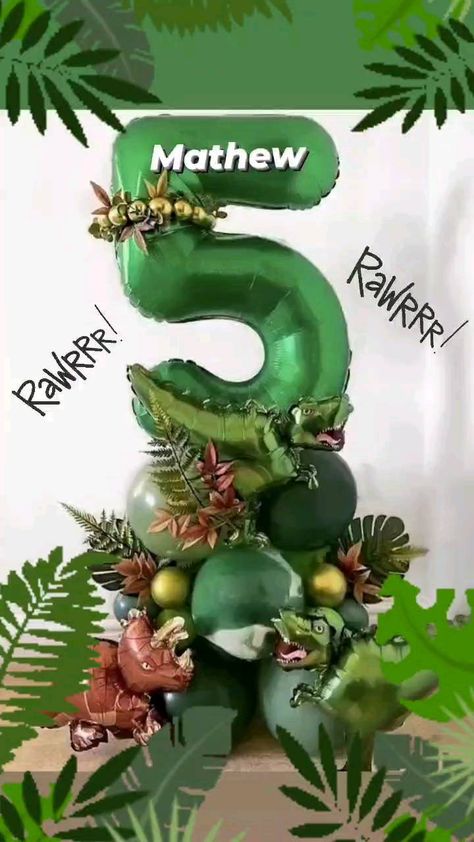 Dino Balloons Decorations, Dino Balloon Bouquet, Dinosaurus Birthday Party Ideas, Dinosaur Birthday Balloon Garland, 3 Rex Balloon Garland, Jurassic Park Balloon Decor, Jurassic Park Party Balloons, Dinosaur Balloon Centerpieces, Jurassic World Balloon Garland