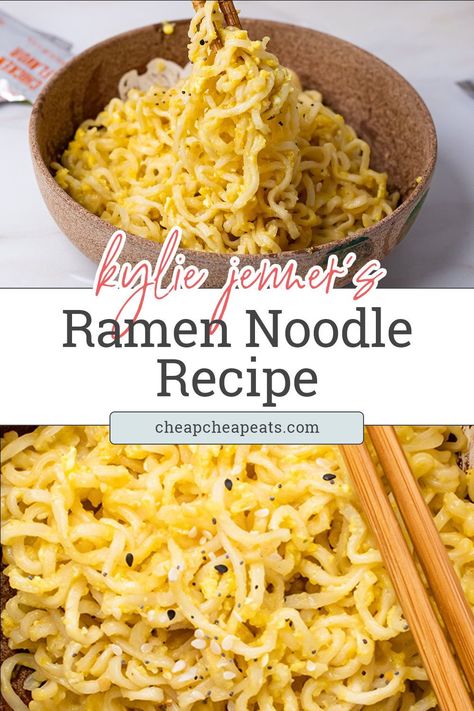 Ramen Noodle Recipes With Egg, Kylie Jenner Ramen Noodles, Kylie Jenner Ramen Recipe, Kylie Jenner Ramen, Creamy Ramen Recipe, Tofu Beef, Roman Noodles, Top Ramen Recipes, Ramen Noodle Recipe