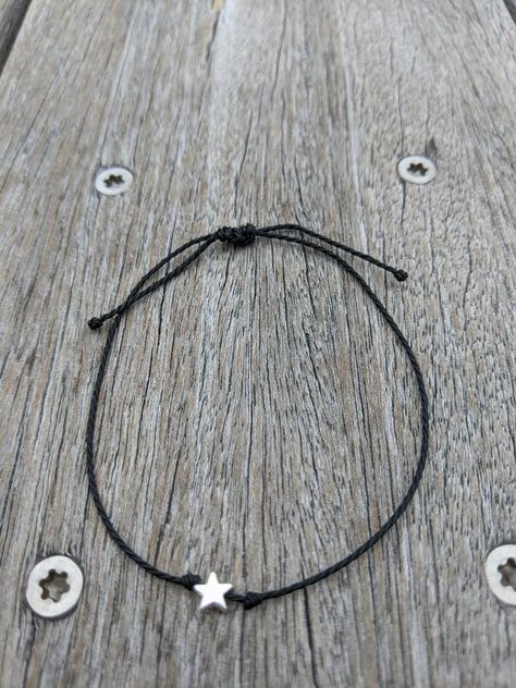 Custom Waterproof Cord Bracelet/personalize Star Moon - Etsy Cottage Core Bracelet, Braided Anklets, Witchy Bracelet, Diy Bracelets How To Make, Beaded Jewelry Necklaces, Anklets Boho, Thread Bracelets, Pola Gelang, Jewelry Accessories Ideas