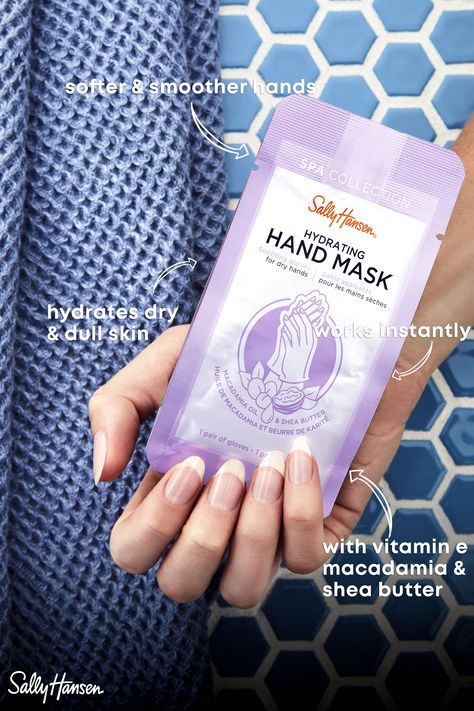 Spa Collection Hydrating Hand Mask #sallyhansen #spacollection #handmask #nailcare #winternails #skincare Hand Masks, Hand Mask, Nail Logo, Hydrating Mask, Sally Hansen, Dry Hands, Dull Skin, Winter Nails, Hand Poured