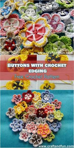 Romantic Buttons with Crochet Edging [Free Pattern] | Ideal pattern for baby or romantic buttons. Crochet Edging Patterns Free, Crochet Edging Pattern, Crochet Edging Patterns, Easy Crochet Projects, Crochet Buttons, Manta Crochet, Crochet Bookmarks, Crochet Borders, Quick Crochet