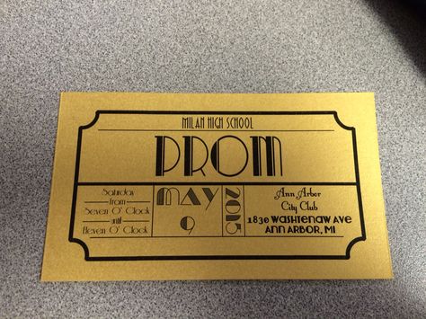 Senior Countdown Ideas, Prom Tickets Design, Prom Ticket Design, Old Hollywood Prom, 50s Dance, Farewell Ideas, Adult Prom, Prom Tickets, Hollywood Birthday Parties