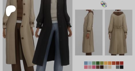 Florence Trench Coat | oakiyo Trench Coat Sims 4 Cc, Sims 4 Cc Trench Coat, Sims 4 Trench Coat, Sims 4 Coat Cc, Cute Coats, Sims 4 Mods Clothes, Sims4 Cc, Sims 4 Cas, Leather Trench Coat